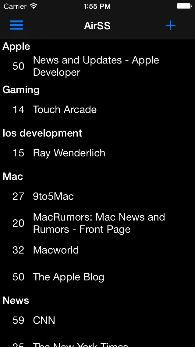 AirSS - liste des flux RSS
